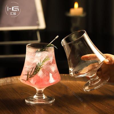 中式高脚玻璃杯微醺酒杯咖啡杯果汁杯苏打气泡水杯饮料杯鸡尾酒杯
