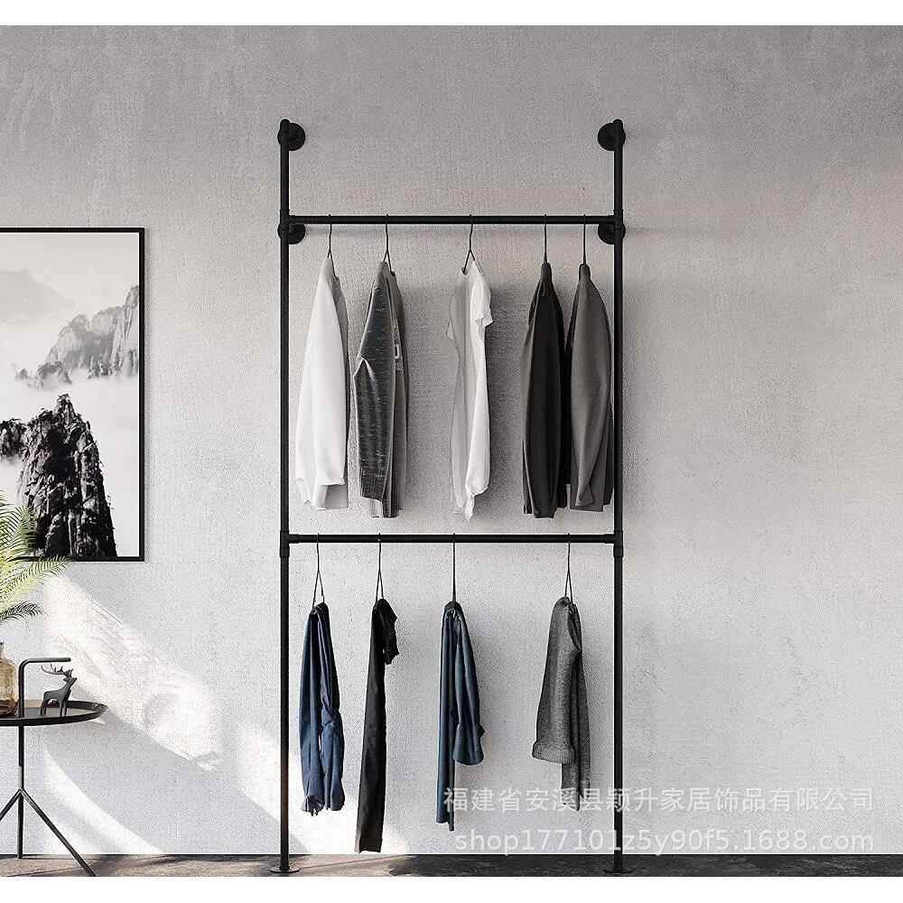 新款直销跨境工业复古水管服装店展示架壁挂衣架铁艺衣帽架陈列架