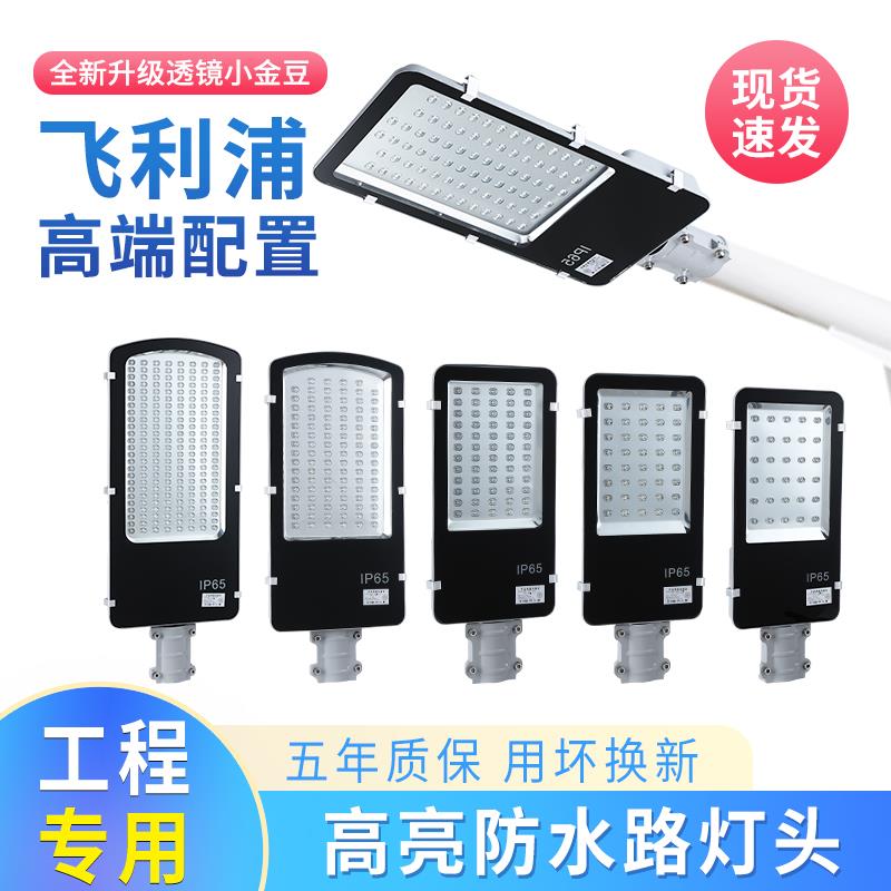 LED路灯灯座户外超亮市电100W220V挑臂电线杆高杆灯社区大功率