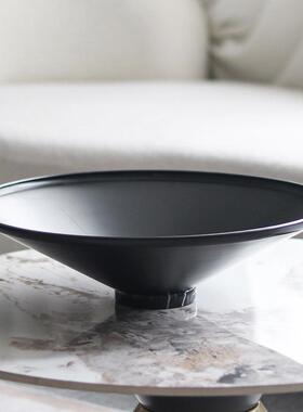 简约日式高脚果盘摆件售楼处酒店家居收纳大号托盘样板房现代饰品