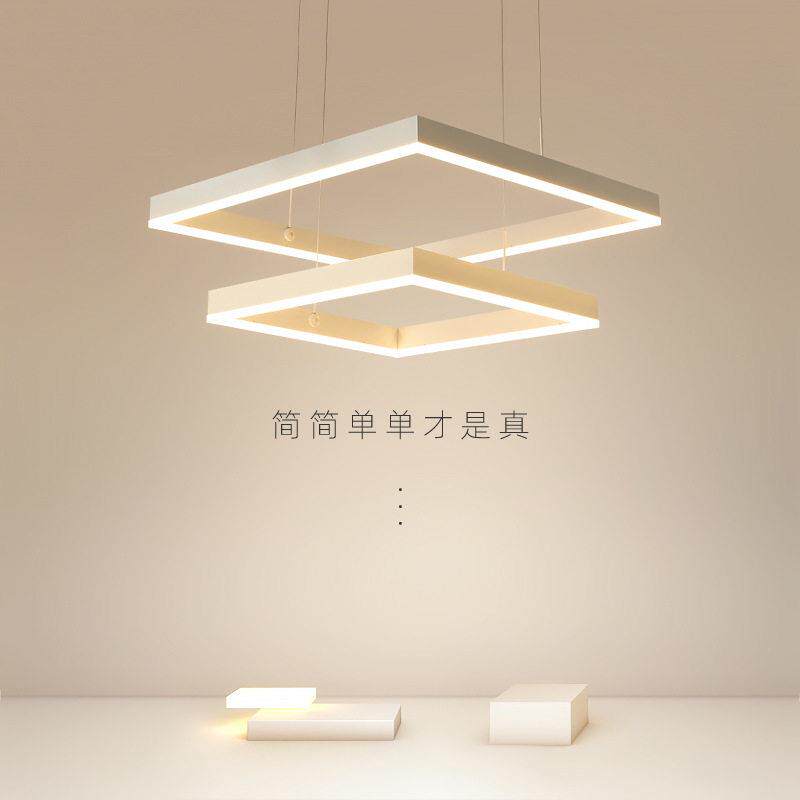 客厅吊灯北欧灯具现简约餐厅极简白色大厅大灯大气方形客厅主灯