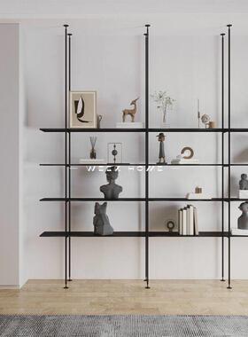 通天置物架极简书架顶天立地隔断客厅铁艺陈列展示架子金属吊架