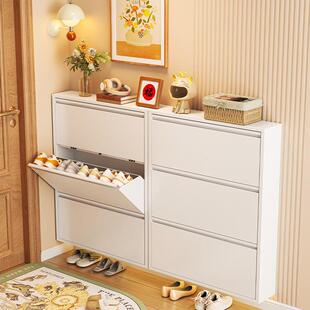 超薄钢制翻斗鞋 架 柜金属柜挂墙悬空家用门口极窄入户玄关柜落地鞋