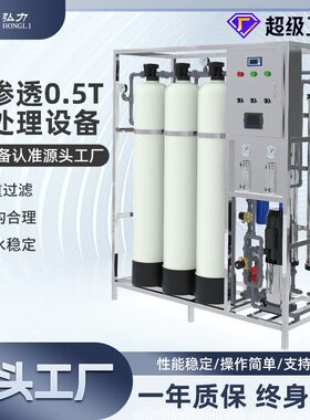 弘力小型500KG反渗透水处理设备商用工业双级净水设备净水器工厂