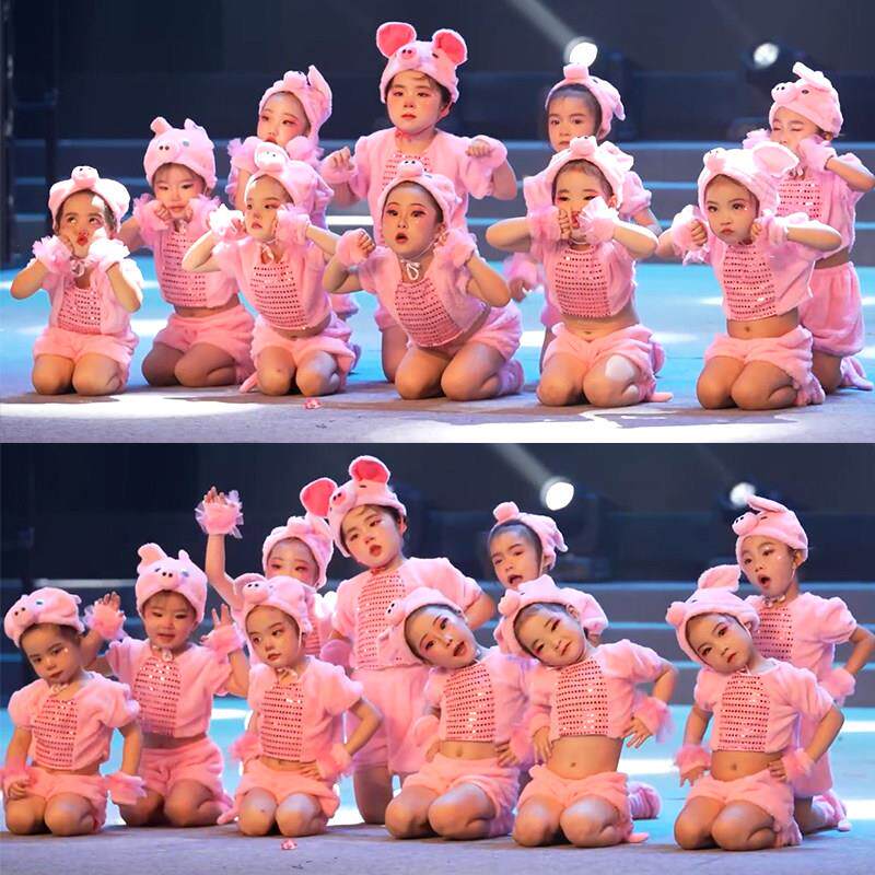 小猪吃的饱饱儿童演出服三只小猪校园舞台剧幼儿卡通动物表演服装