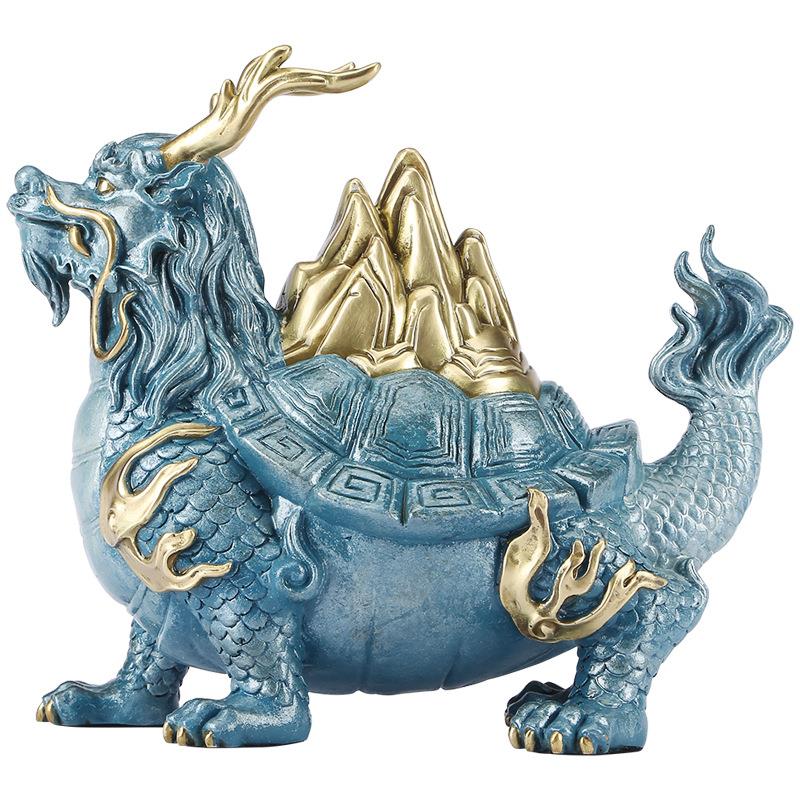 彩铜金山龙龟摆件铜龟家居玄关客厅新中式工艺品开业礼品