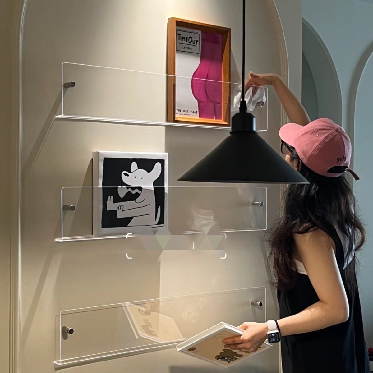 亚克力书架打孔壁挂家用陈列架