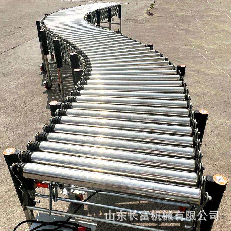 滚筒输送机无动力双铁辊筒伸缩转弯升降输送线仓储物流滚筒输送线