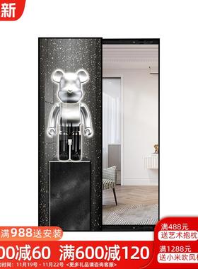 暴力创意全身镜隐藏式镜子推拉穿衣镜熊隐形奢轻试卧室YLL-BLOX衣