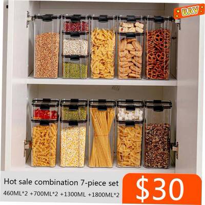 460~1800ml Stackable Storage Box Transparent Kitchen Contain