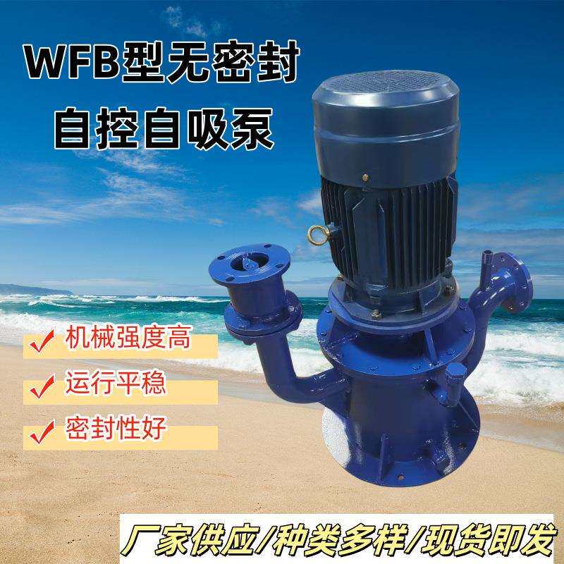 WFB无密封自控自吸泵304不锈钢防爆化工泵无泄漏立式自吸泵排污泵