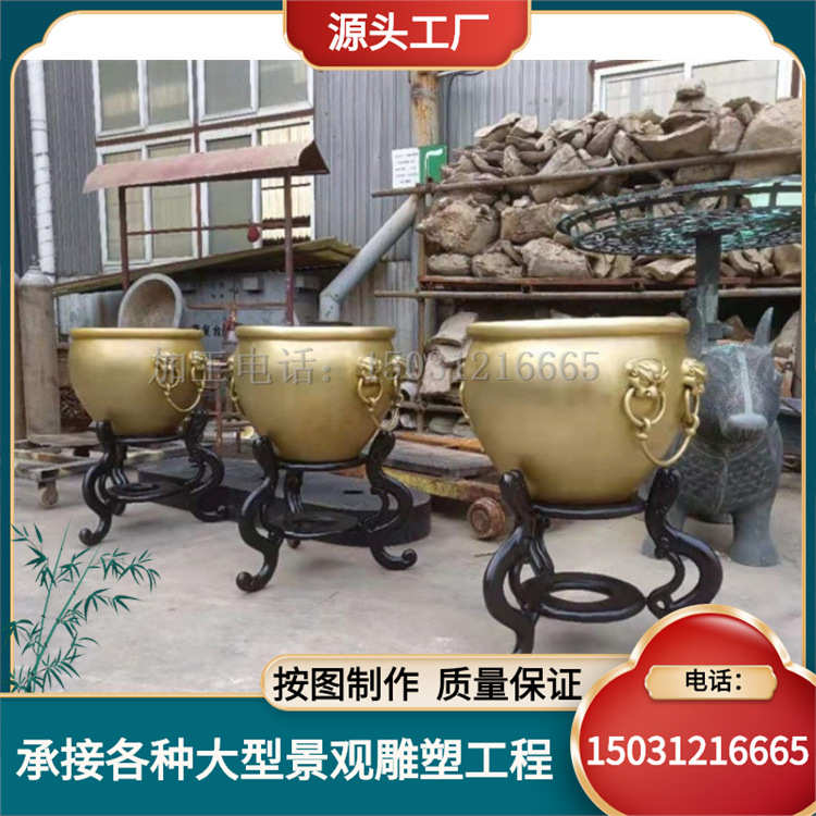 大缸精雕大水缸缸纯铜制作铜雕荷花摆件大鱼缸水景铸铜按图