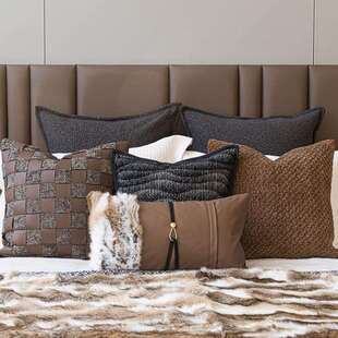 现代轻奢酒墅店样板间床品KZZ套8件组咖色别软装 奢华床旗高合端展