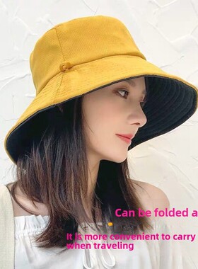 渔夫帽防晒帽夏季双面女士大沿遮住脸太阳帽防紫外线太阳帽春秋季