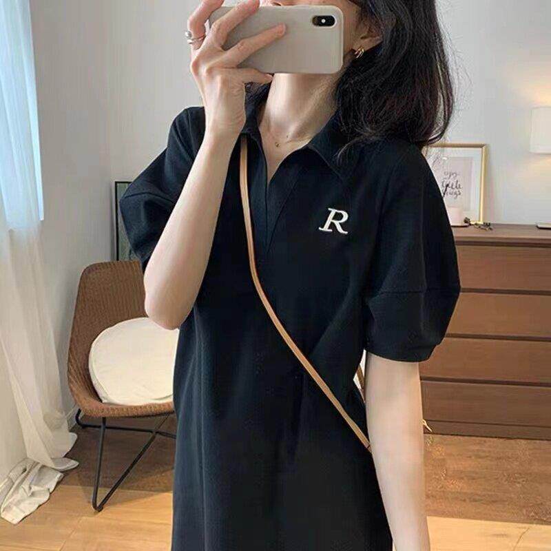 宽松显瘦小黑裙欧洲站2026新款气质减龄黑色薄款Polo领洋装女夏