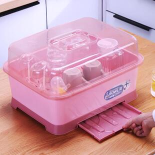 放玻璃杯子茶杯收纳盒防尘餐具沥水置物架带盖子箱家用水杯架子托