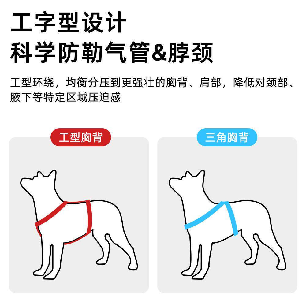跨境亚马逊带皮手柄工字型宠物胸背带小中大型犬防挣脱牵引绳狗链