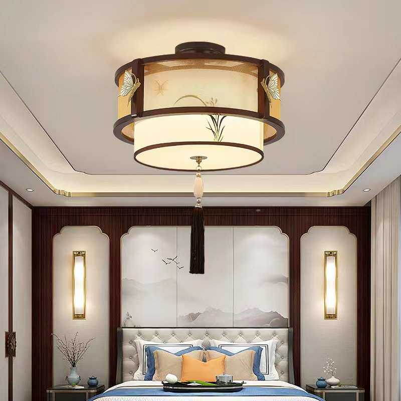 灯阳台小国风走廊中式过道吸顶灯中式中仿古灯灯具led实木玄关灯