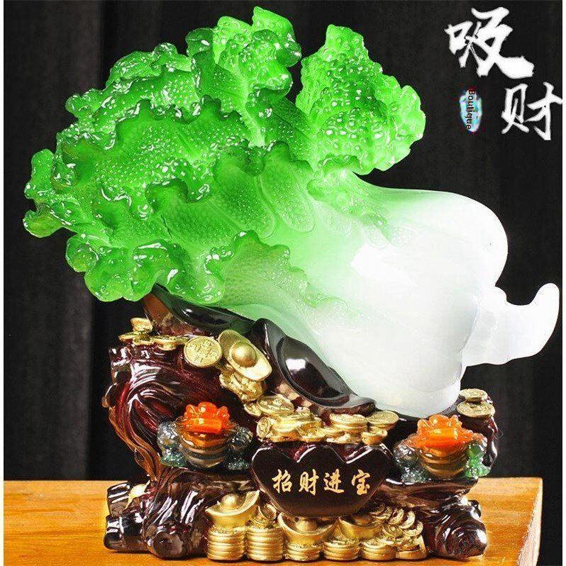 玉白菜摆件招财进宝大号金蟾客厅办公室店铺乔迁工艺装饰开业礼品