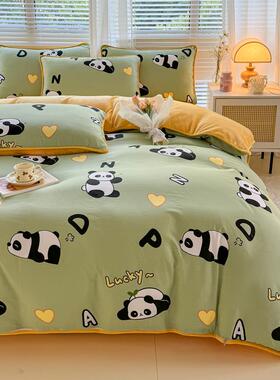 正品冬ab面纯棉珊瑚绒四件套一季230x230单面加绒x定做法兰绒床面