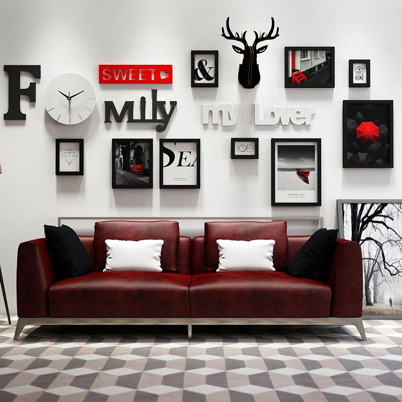 实木6484_简_约实木照片墙现代装饰能画组y合相框换照片fami6484l