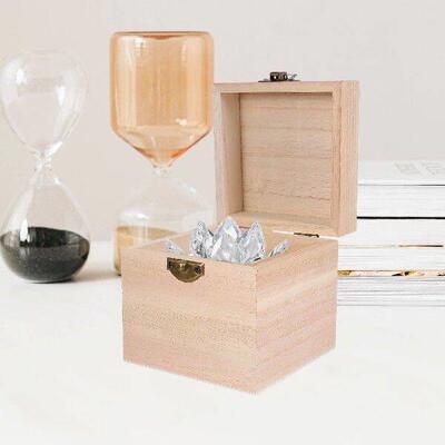 2pcs Wooden Box Natural Wood Storage Buckle Jewelry Small