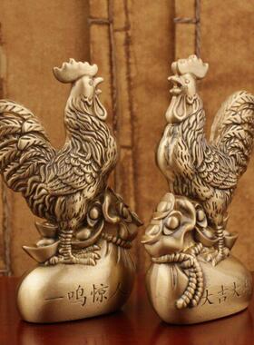 铜鸡摆件纯黄铜公鸡工艺品家居装饰品十二生肖招财金鸡吉祥物摆设