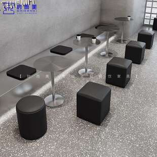 工业风品奶茶店甜店靠墙卡座咖597钢啡厅不锈桌书吧休息室长椅条