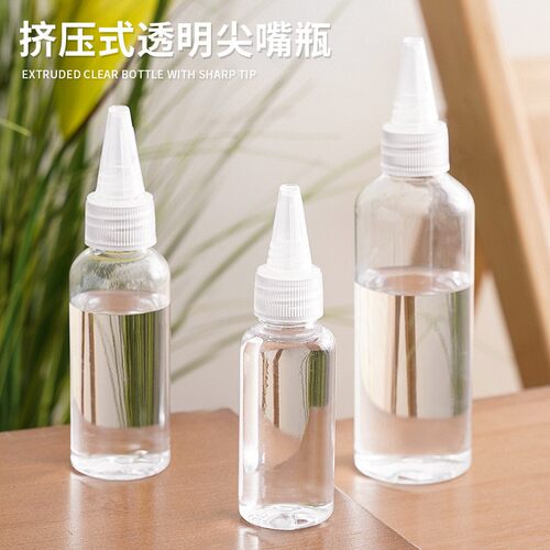 Clear pointed squeeze bottle, plastic dropper bottle, small