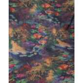 双面印花透孔花萝面料新中式 新款 国风布料香云纱 莫奈睡莲