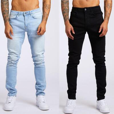Men's Ombre Denim Jeans Menswear Flexible Elastic Tight