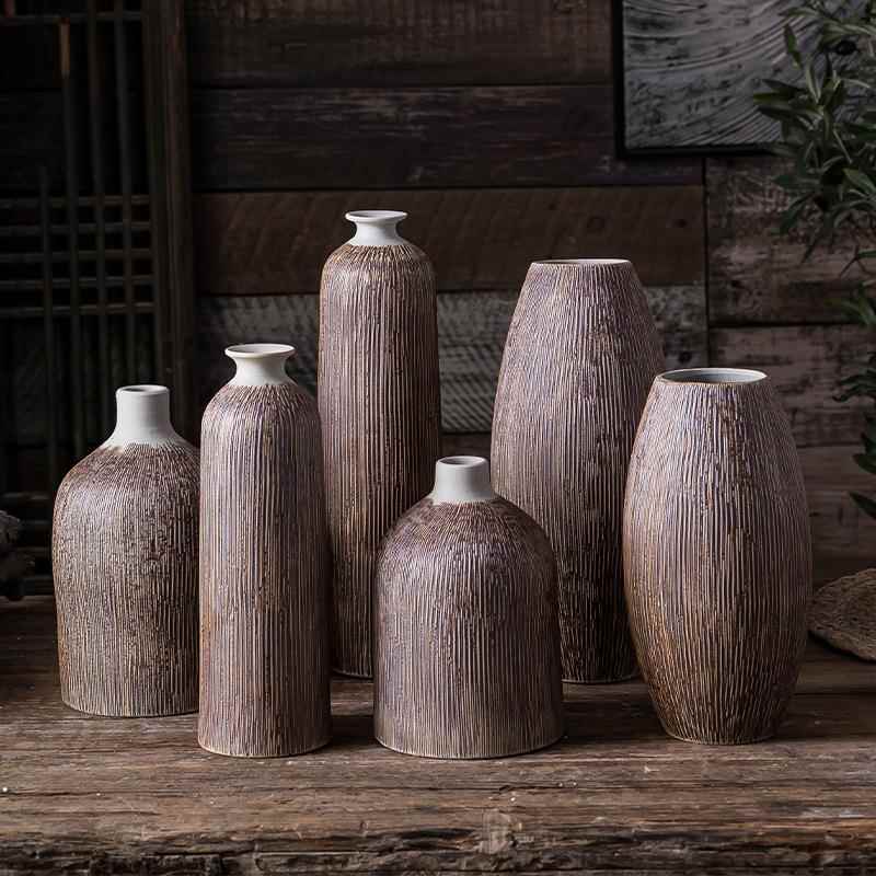 景德镇复古桌面陶瓷花瓶客厅玄关瓶子花盆装饰品插干花电视柜摆件