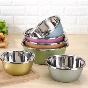 304彩色加厚不锈钢盆子家用厨房六件套装洗菜盆大碗公圆形多用盆