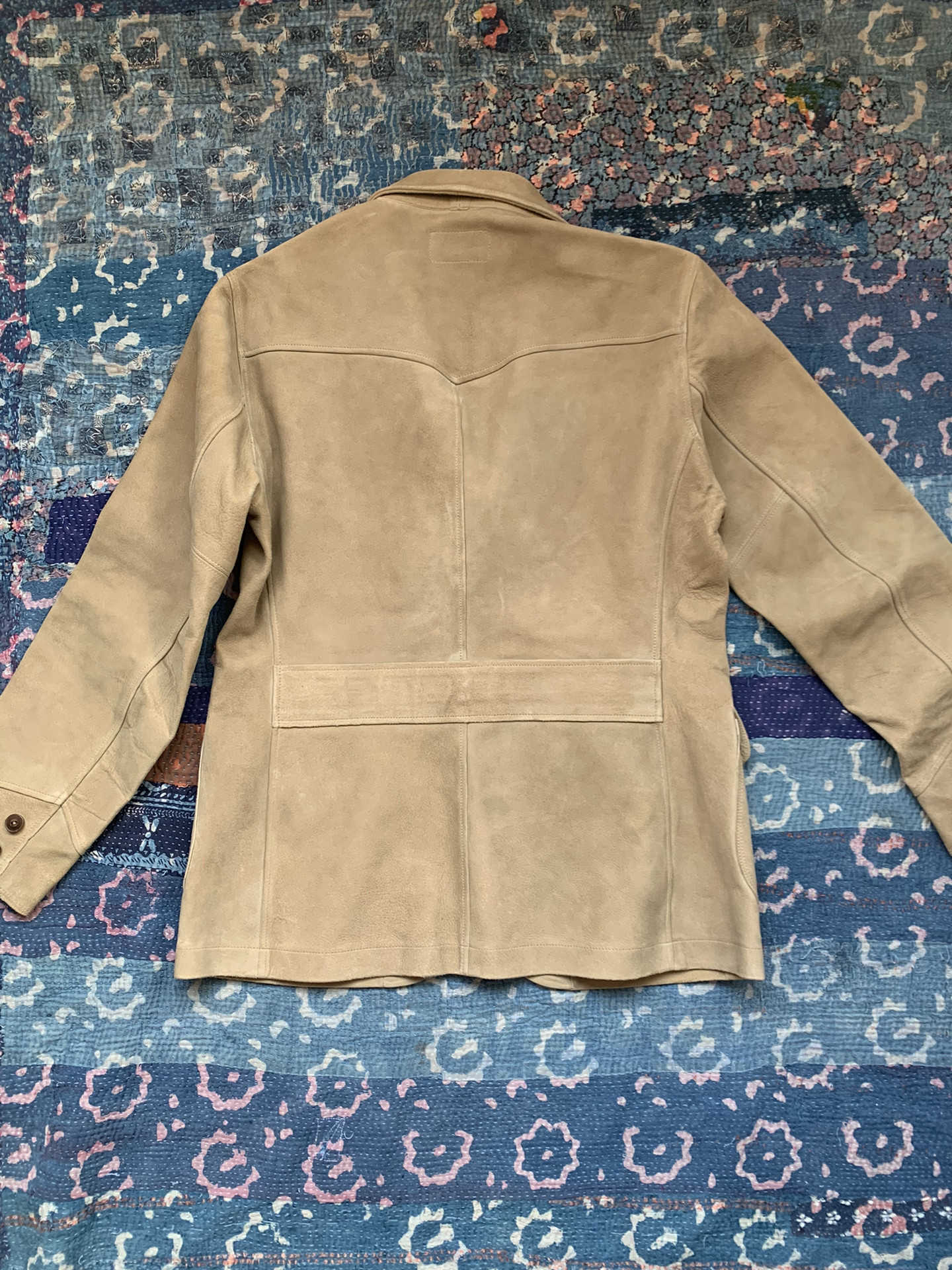 RRL Beige Suede Leather Blazer Jacket — front