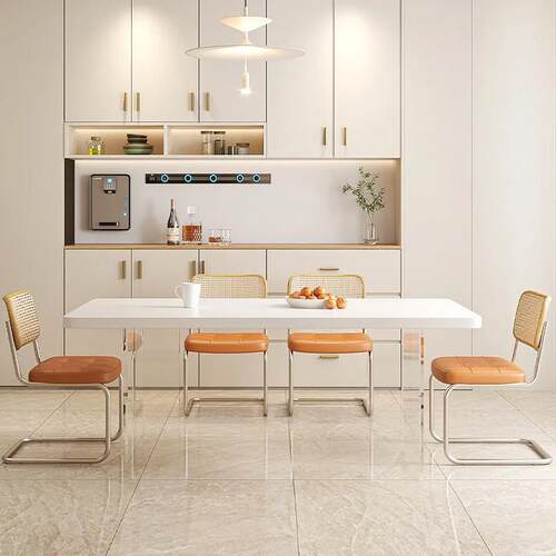 正品德利丰依诺@压克力悬浮岩板餐桌圆角下挂奶油风小户型新涛A级