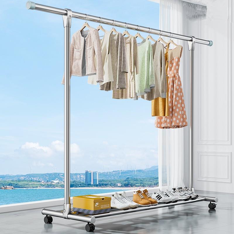 A9L不锈钢晾衣架落地折叠室内家用阳台卧室晾衣杆伸缩式晒被子衣