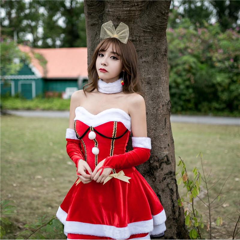 圣诞派对服装KTV小姐迎宾公主裙礼服年会主持人服装性感圣诞服装