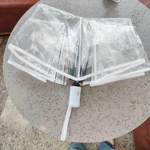 透明雨伞可折叠白色日系三折伞男女生高颜值网红拍照伞大号自动伞