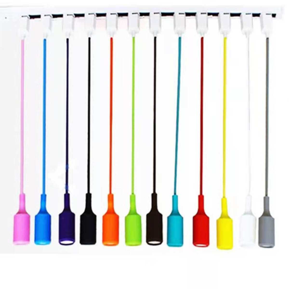 E27彩色编织吊线轨道灯e27螺口灯座两线黑白导轨硅胶吊灯灯具配件