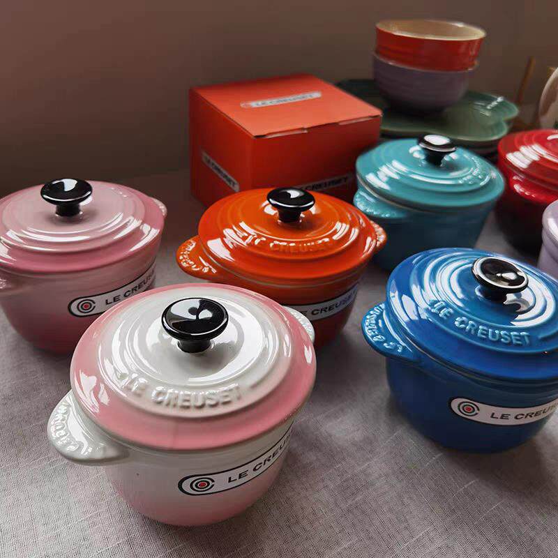 法国LE CREUSET酷彩家用珐瑯锅燕窝炖盅隔水家用煲汤炖汤精致罐子