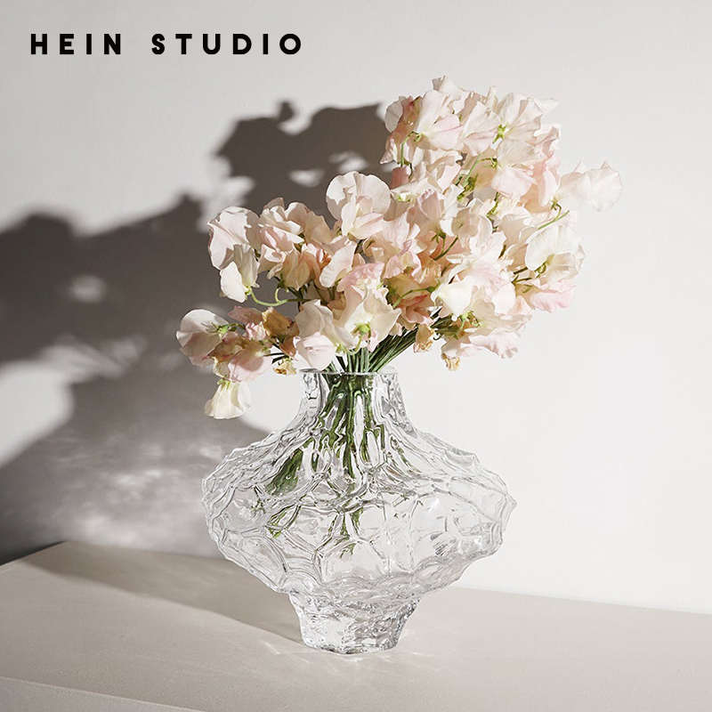 丹麦Hein Studio侘寂风玻璃花瓶不规则透明水养插花瓶 日式花器
