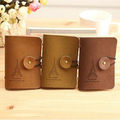 Vintage Romantic Eiffel Tower Faux Leather Card Holder with