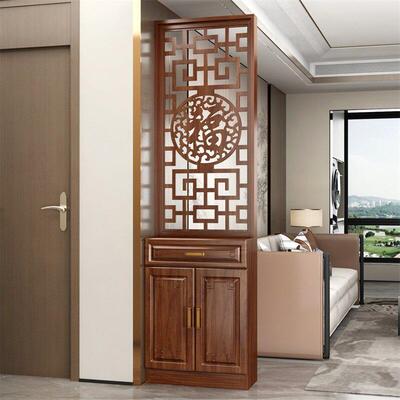 屏风入户正对门玄关客厅隔间柜遮挡新中式木质置物架酒柜鞋柜一体