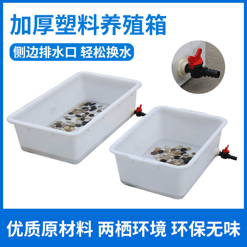 养殖龟箱带排水阀周转箱长方形加厚胶框塑料乌龟箱养鱼缸家用养殖