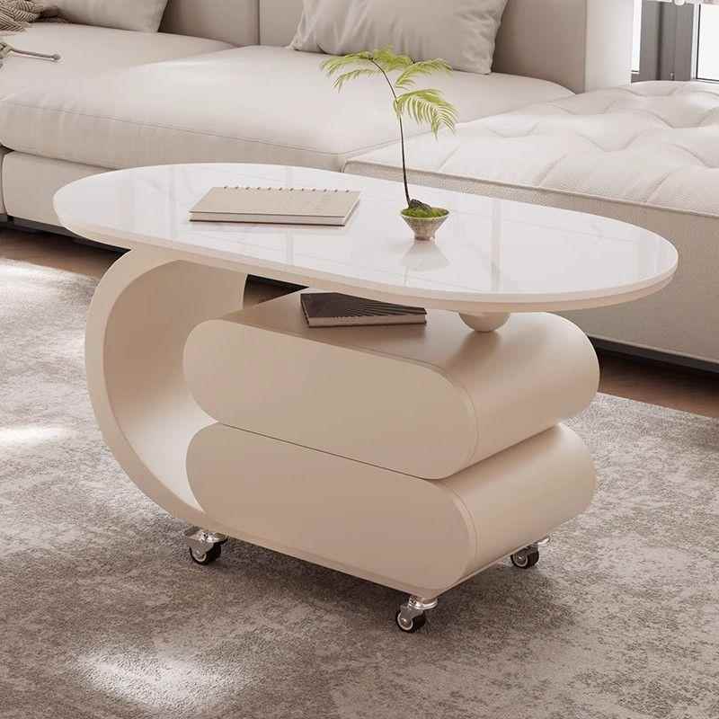 感可移动客厅边几轻奢法式椭圆形高级极简设计师家用推车茶几简约