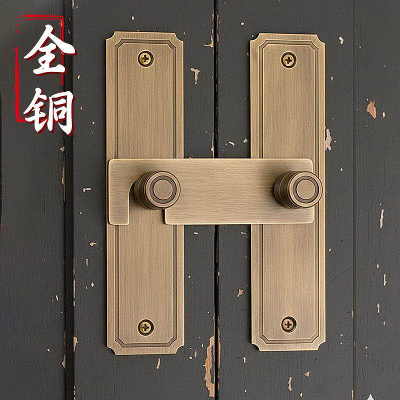 中式搭扣锁扣仿古纯铜90度直角门扣老式移门卡扣推拉门锁插销门栓