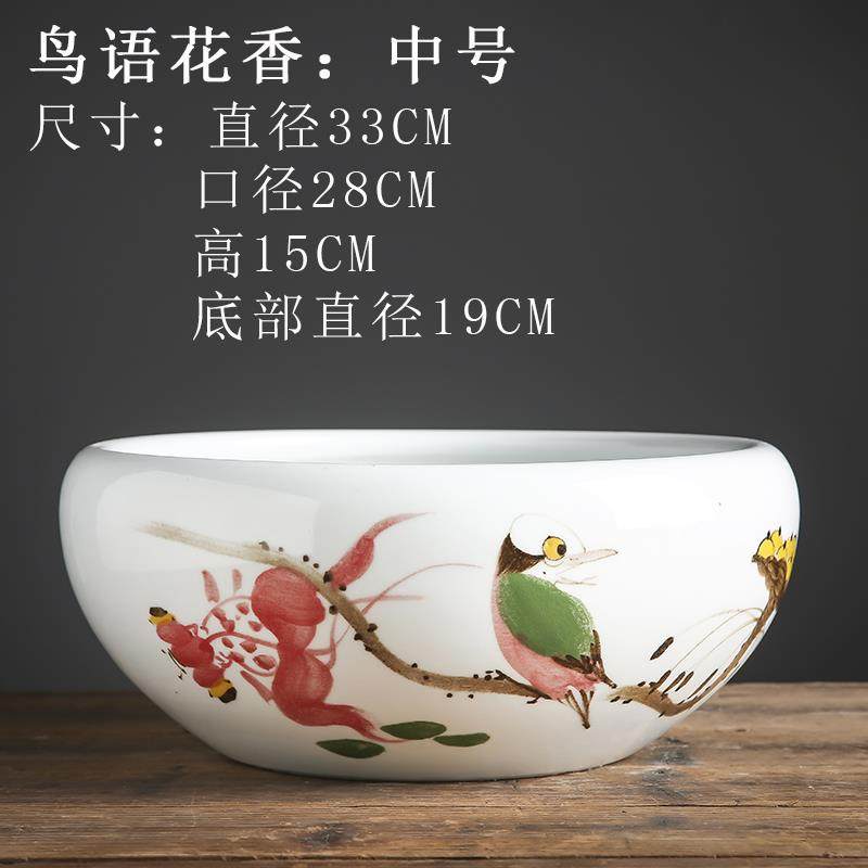 高档鱼景陶德镇花瓷缸包邮手绘桌面大号家居摆件养金鱼缸乌龟睡莲,宠物/宠物食品及用品,桌面缸,淘宝优惠券,粉丝福利购,淘宝优惠卷