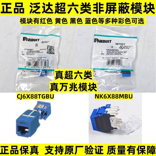 正品PANDUIT泛达超六类模块NK6X88MBU万兆非屏蔽6A模块CJ6X88TGBU