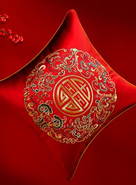 WTR新中式结婚喜字婚庆枕红色沙发靠垫喜F76TT9H6枕套客厅婚1房床