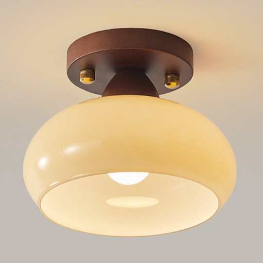 复古侘寂风走廊灯过道灯胡桃木黄铜轻奢中式吸顶灯入户玄关阳台灯